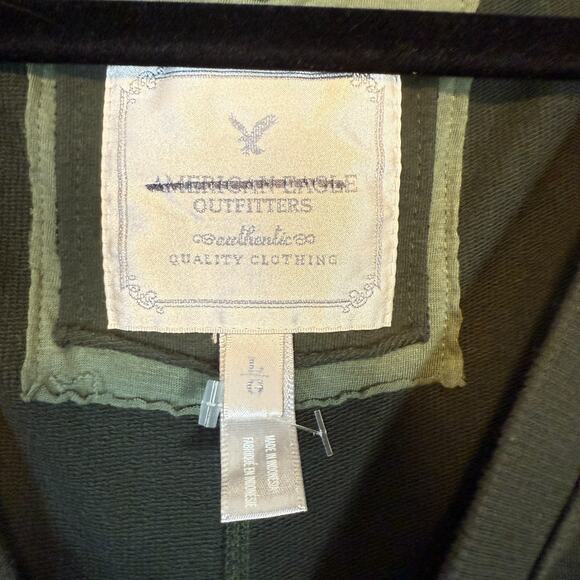 American Eagle Sweater Women Large Green Cardigan Button Front Crop Y2K Vintage - Picture 8 of 11